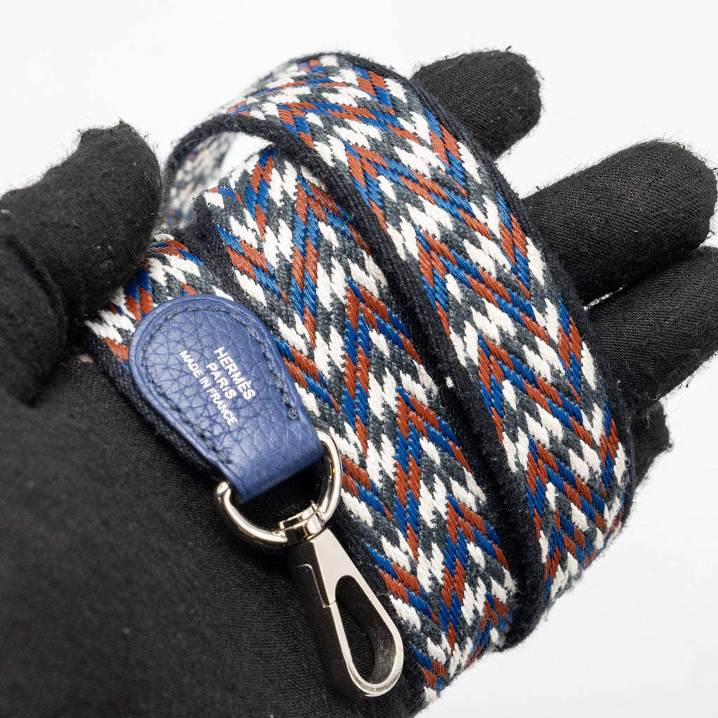 HERMES MINI EVELYNE CLEMENCE BLUE SAPHIR WITH MULTICOLOR STRAP SHW