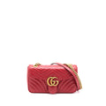 GUCCI SMALL GG MARMONT BAG CALFSKIN RED BRUSHED GHW