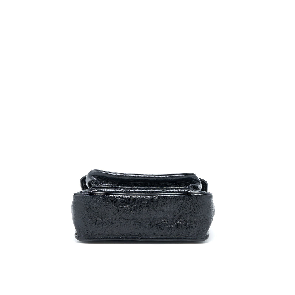 SAINT LAURENT NIKI AGED CALFSKIN BLACK WITH BLACK AND RUTHENIUM HARDWARE