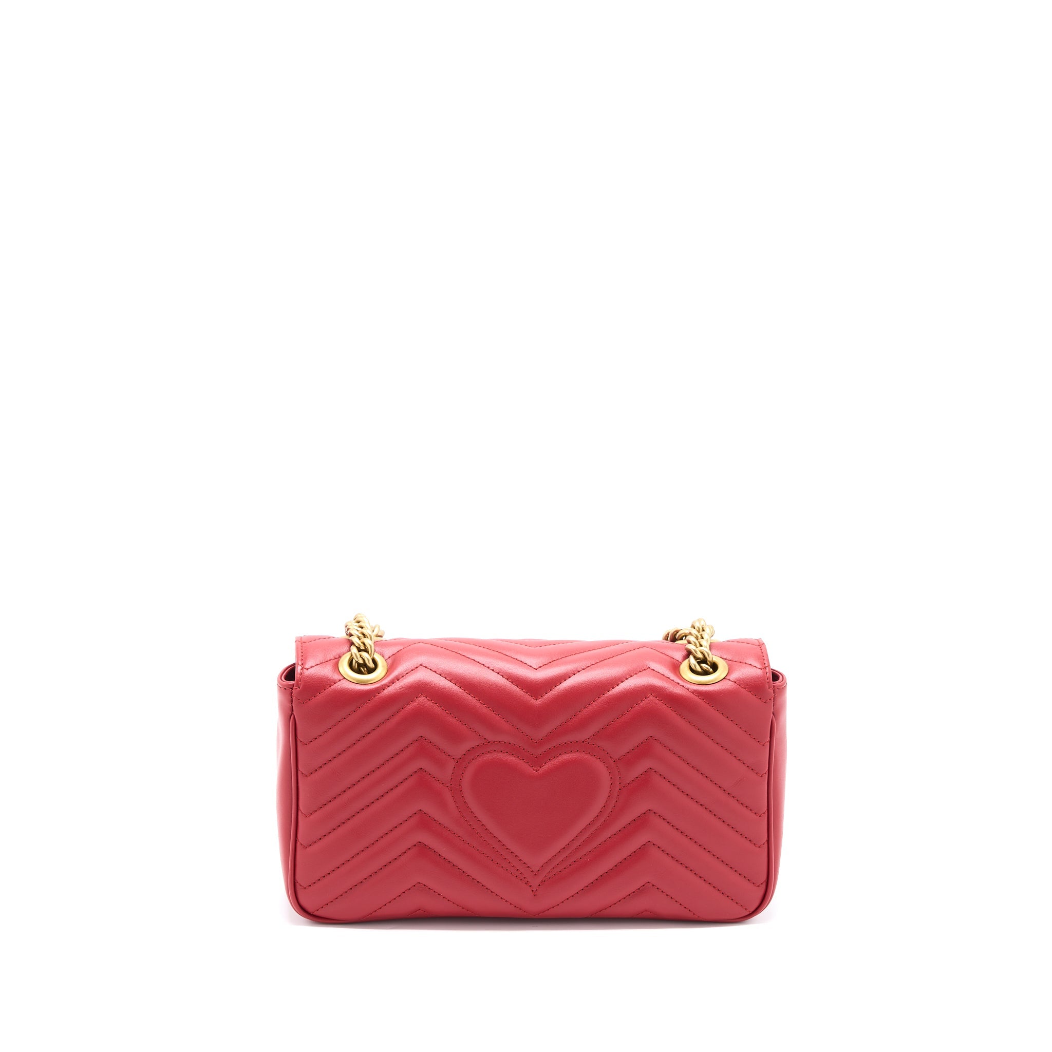GUCCI SMALL GG MARMONT BAG CALFSKIN RED BRUSHED GHW