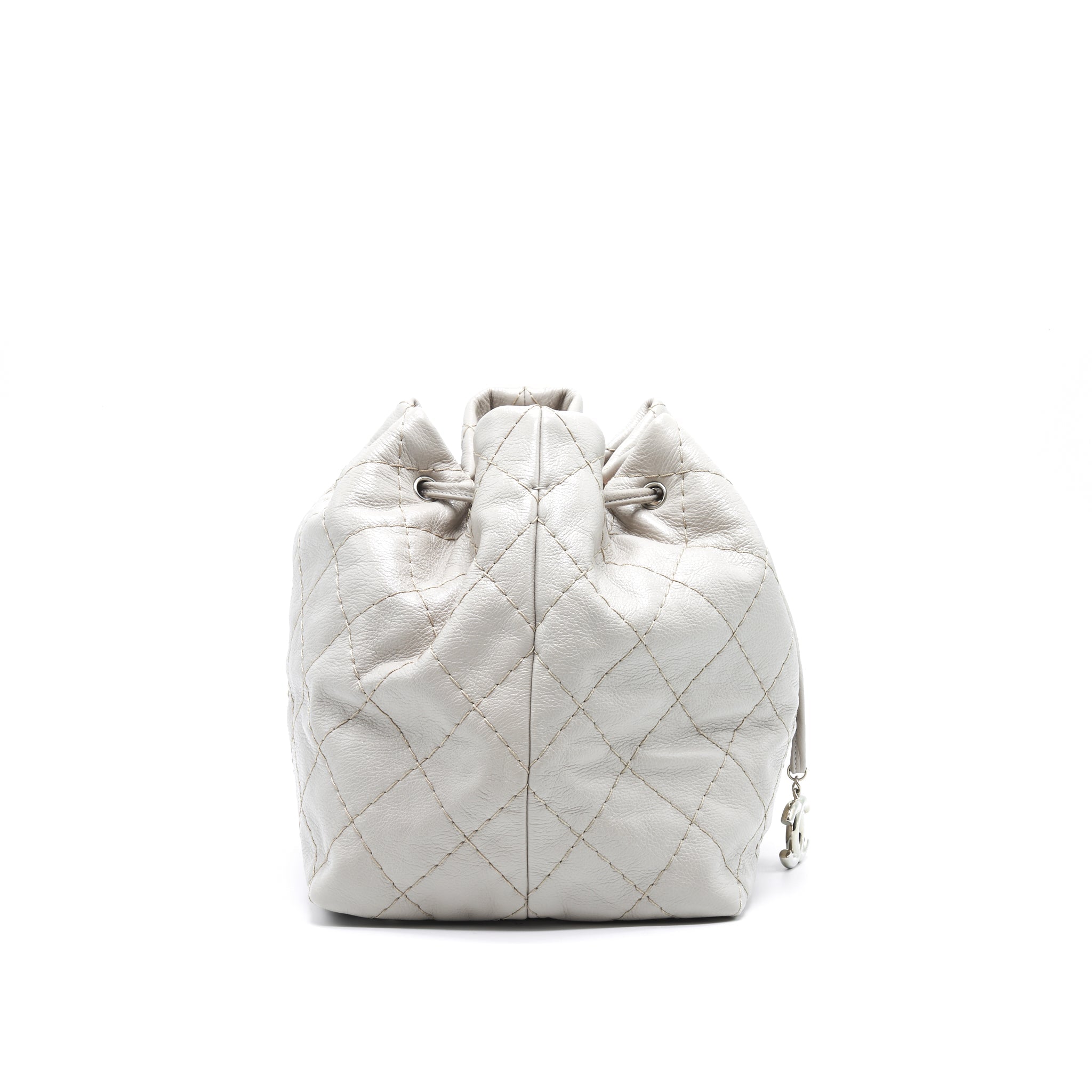 CHANEL CAVIAR BUCKET TOTE BAG GREY SHW SERIAL15
