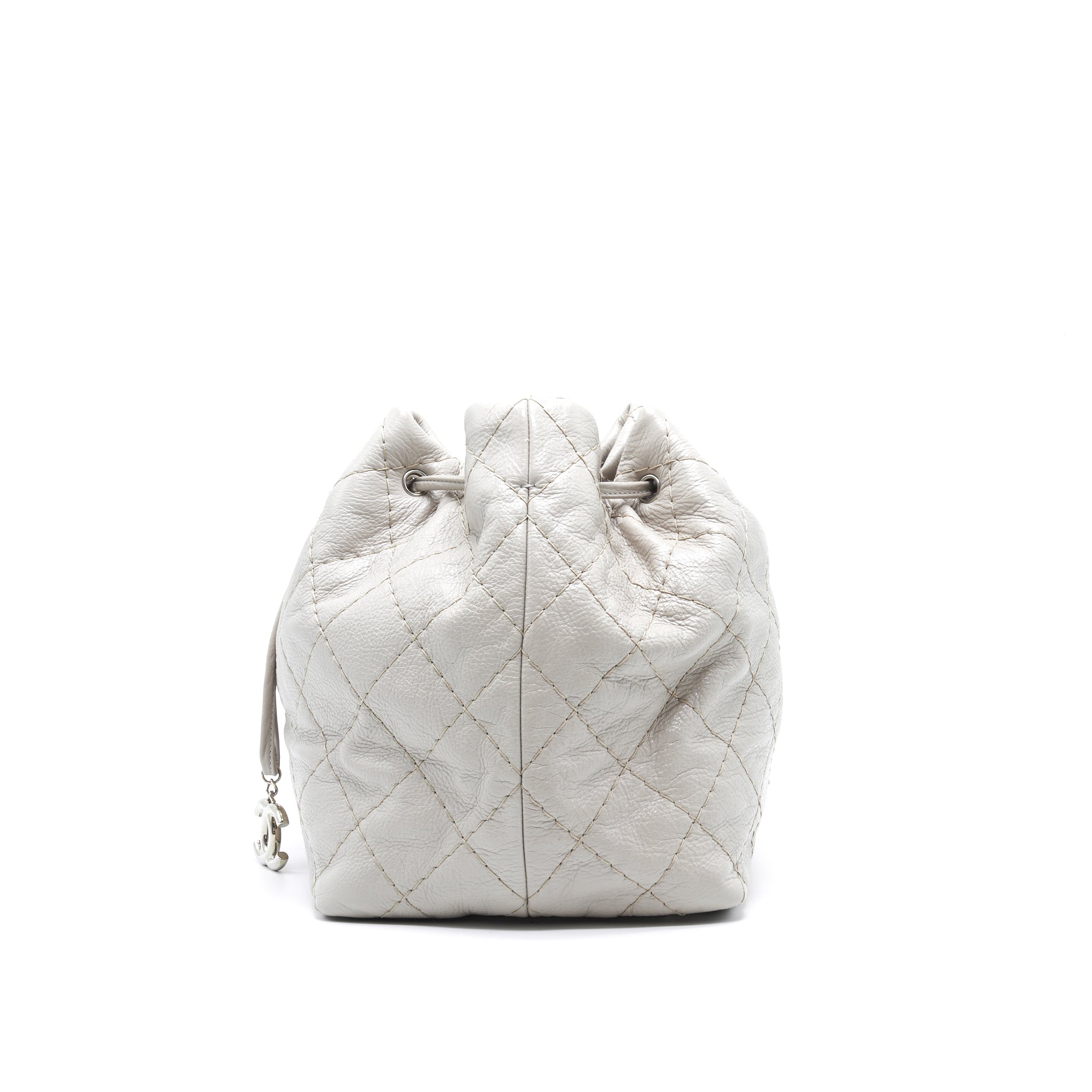 CHANEL CAVIAR BUCKET TOTE BAG GREY SHW SERIAL15
