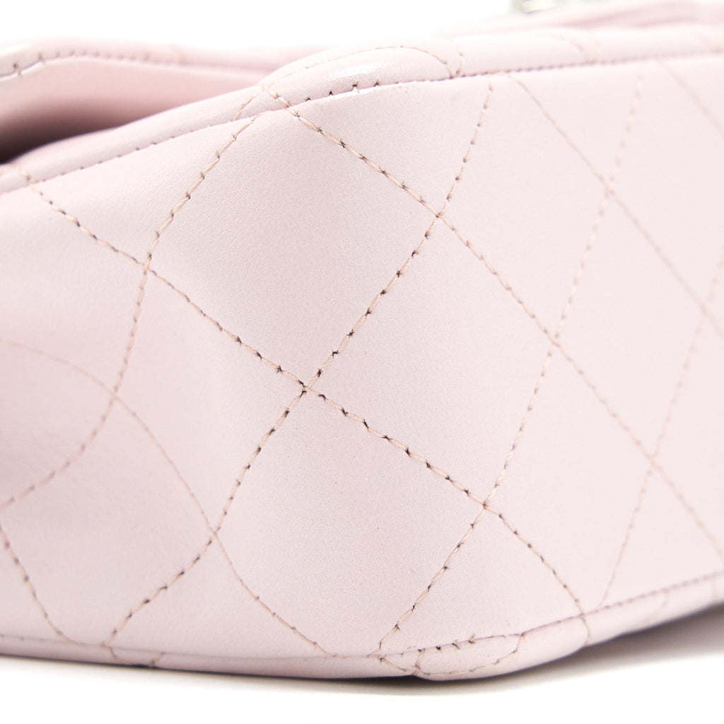 CHANEL MINI RECTANGULAR FLAP BAG LAMBSKIN LIGHT PINK SHW