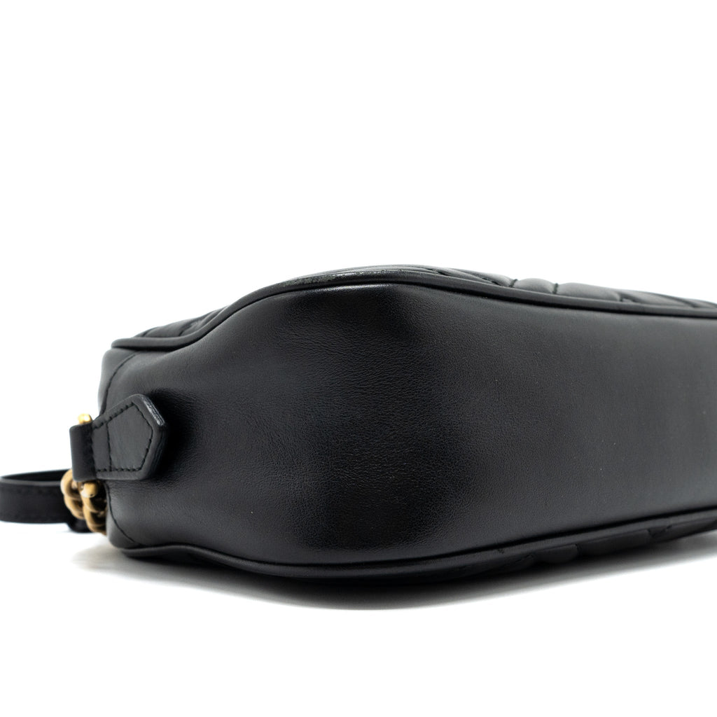 GUCCI GG MARMONT SMALL MATELASSE SHOULDER BAG CALFSKIN BLACK GHW