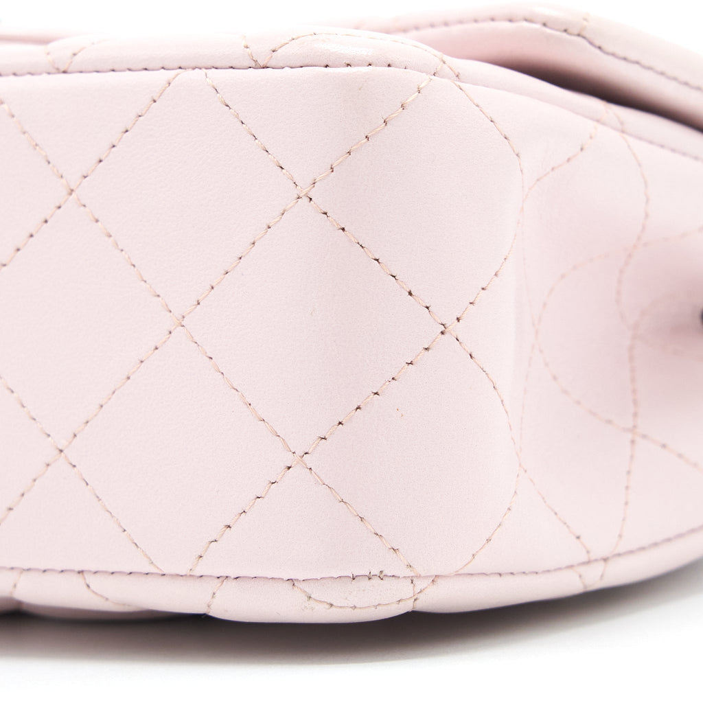 CHANEL MINI RECTANGULAR FLAP BAG LAMBSKIN LIGHT PINK SHW