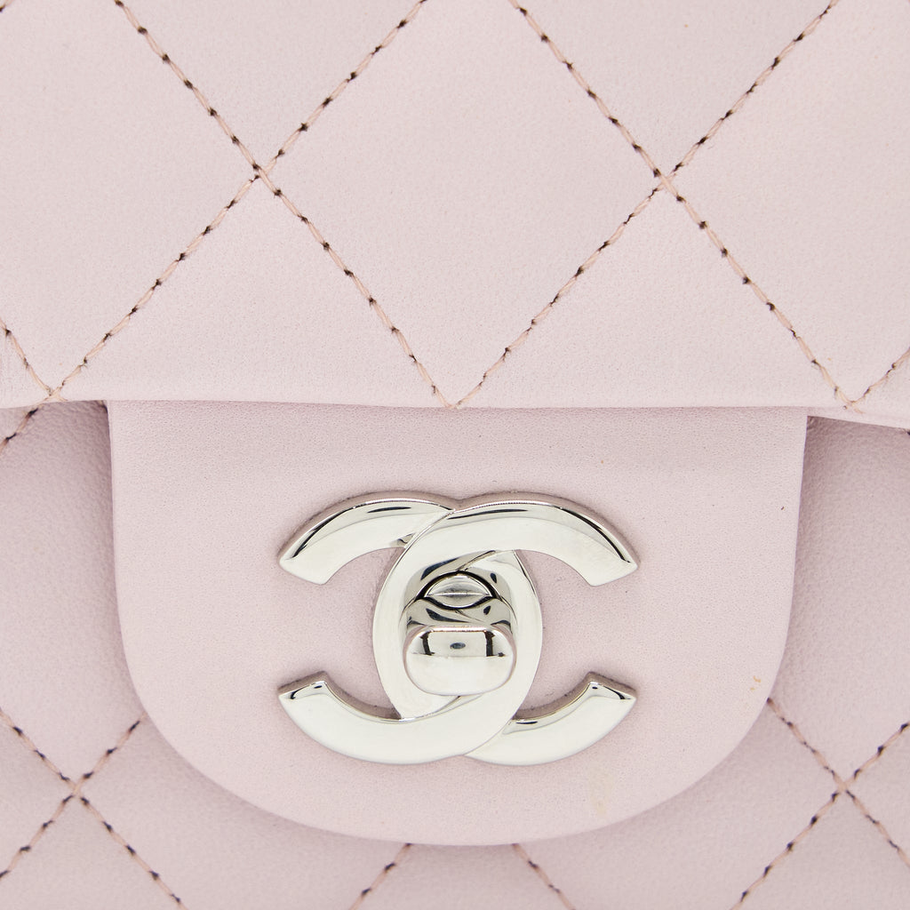 CHANEL MINI RECTANGULAR FLAP BAG LAMBSKIN LIGHT PINK SHW