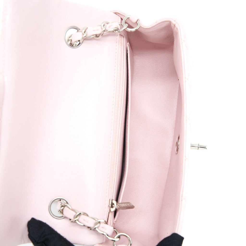 CHANEL MINI RECTANGULAR FLAP BAG LAMBSKIN LIGHT PINK SHW