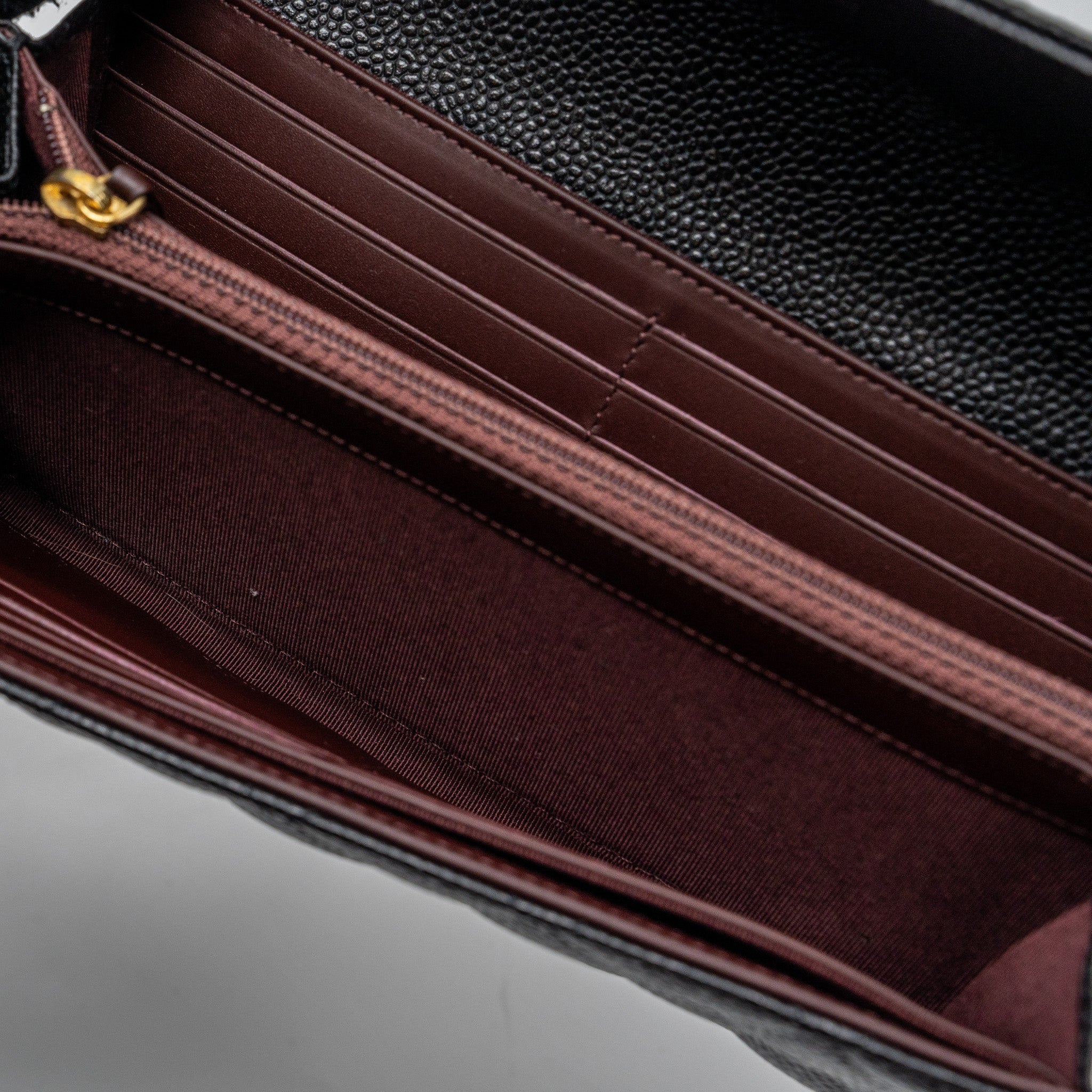 CHANEL CLASSIC FLAP WALLET GRAINED CALFSKIN BLACK GHW