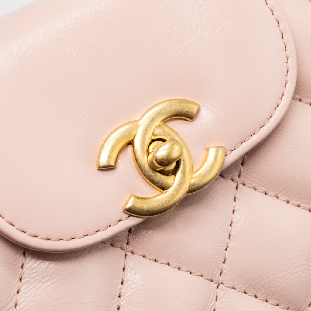 CHANEL 23K MINI SHOPPING TOTE / KELLY BAG CALFSKIN PINK GHW (MICROCHIP)