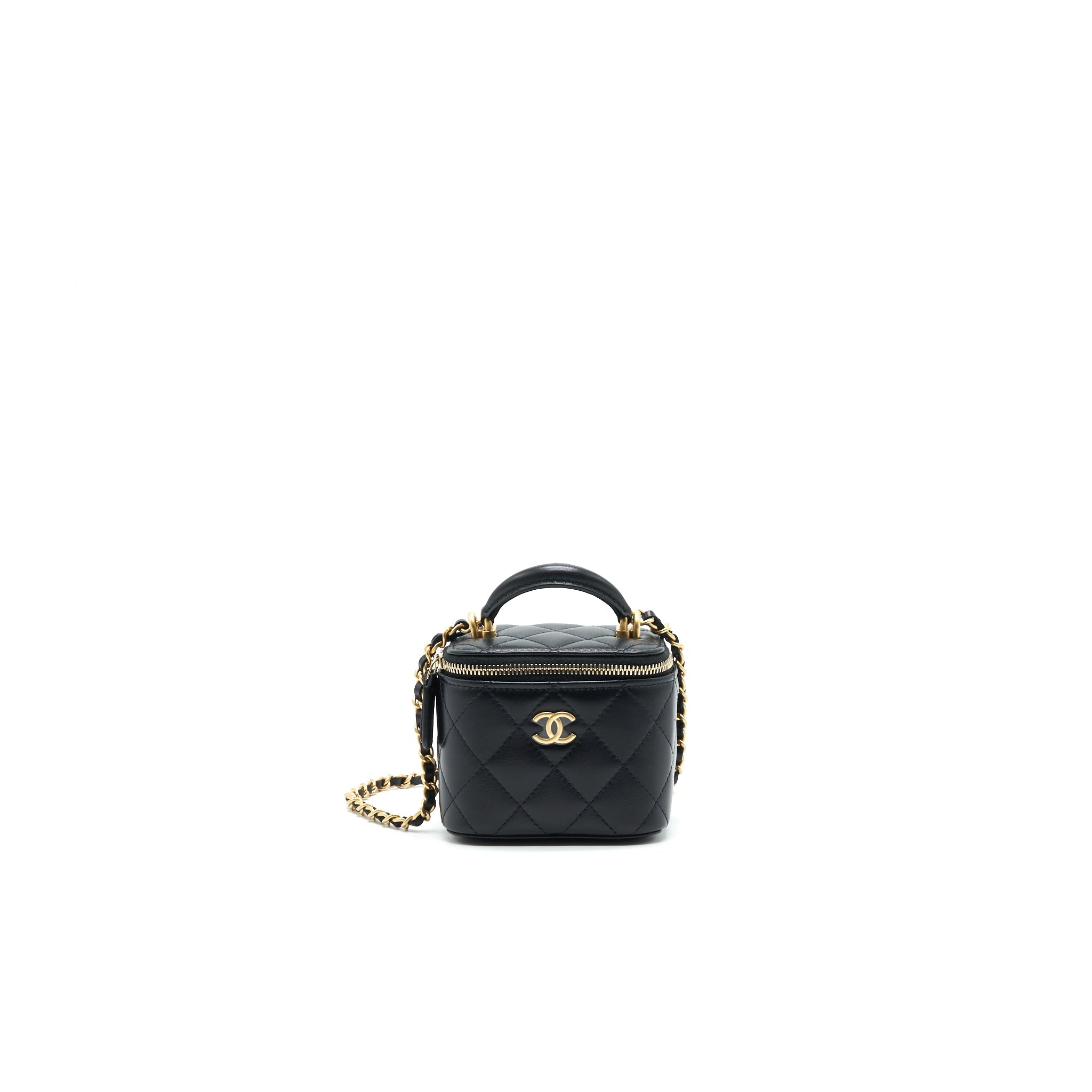 CHANEL 21A TOP HANDLE VANITY WITH CHAIN BLACK GHW