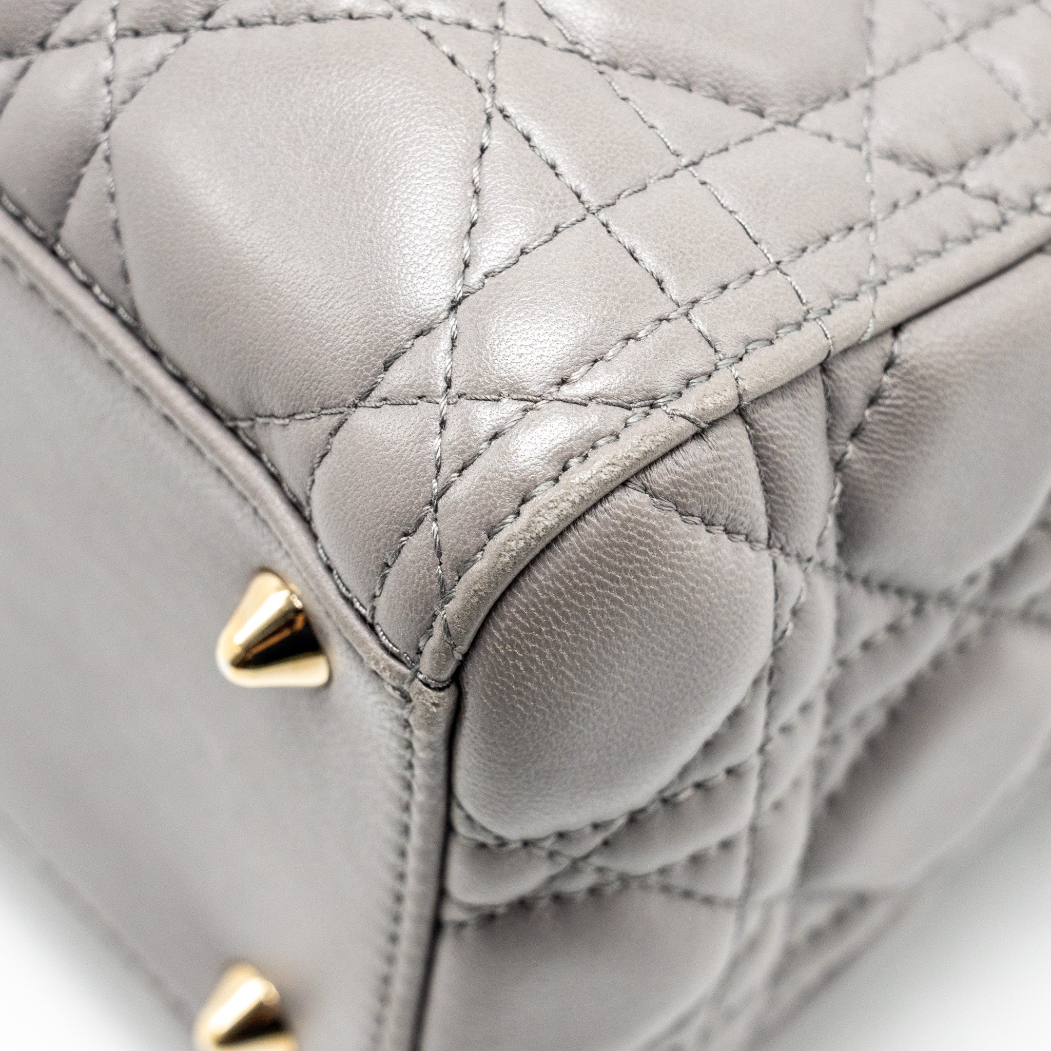 DIOR MEDIUM LADY DIOR LAMBSKIN GREY LGHW