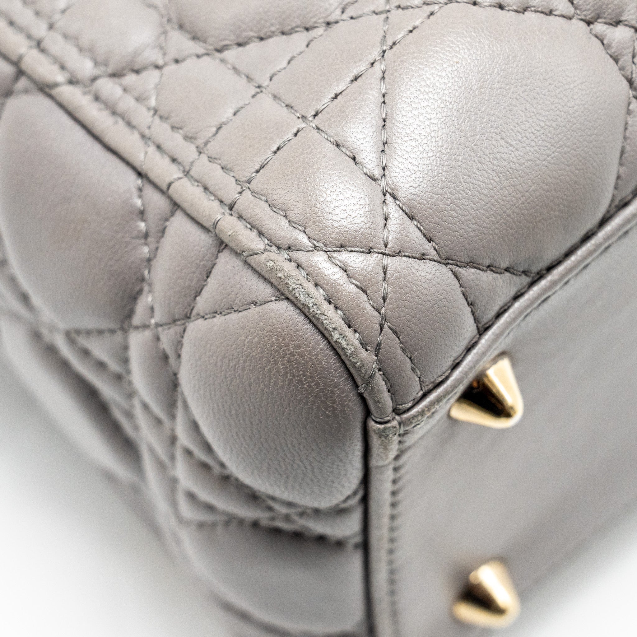 DIOR MEDIUM LADY DIOR LAMBSKIN GREY LGHW
