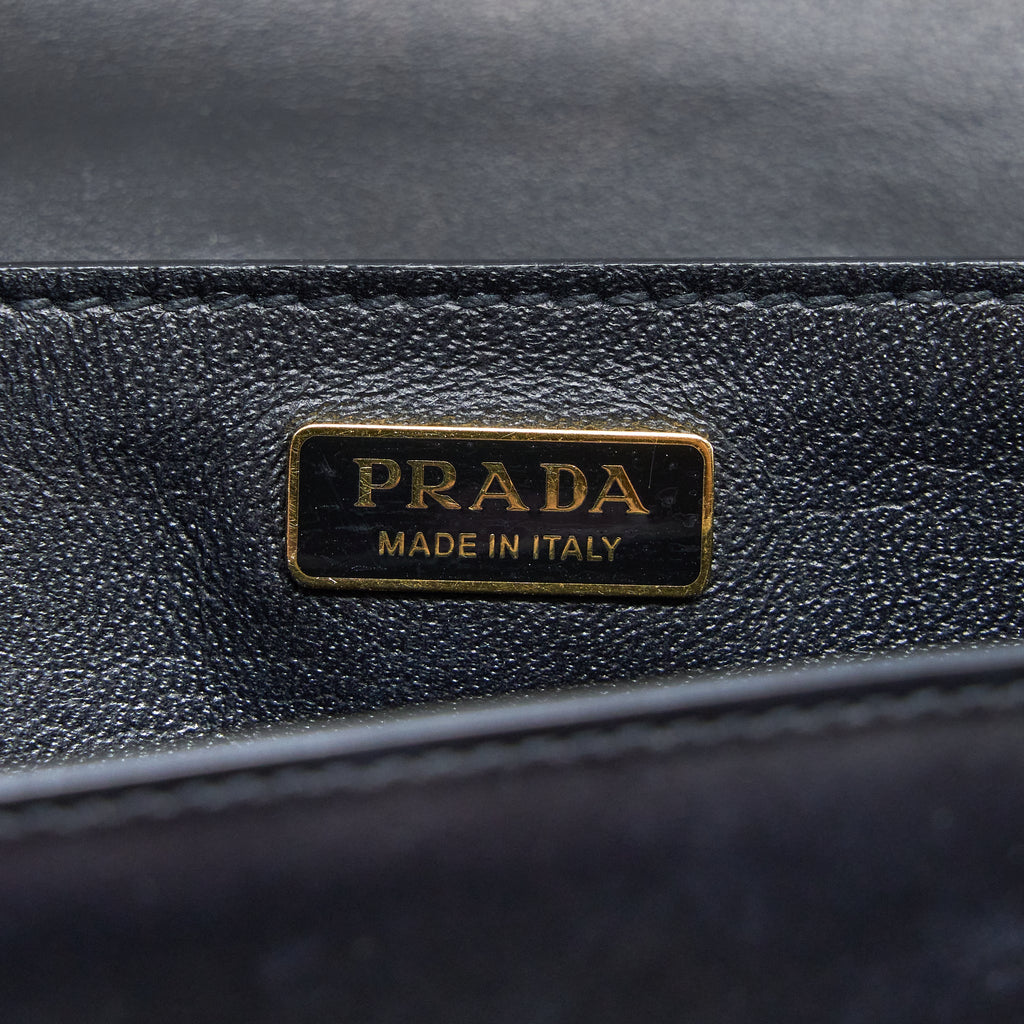 PRADA CAHIER CROSSBODY BAG LEATHER BLACK GHW