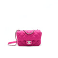 CHANEL RUBBER QUILTED LAMBSKIN FLAP BAG PINK SHW