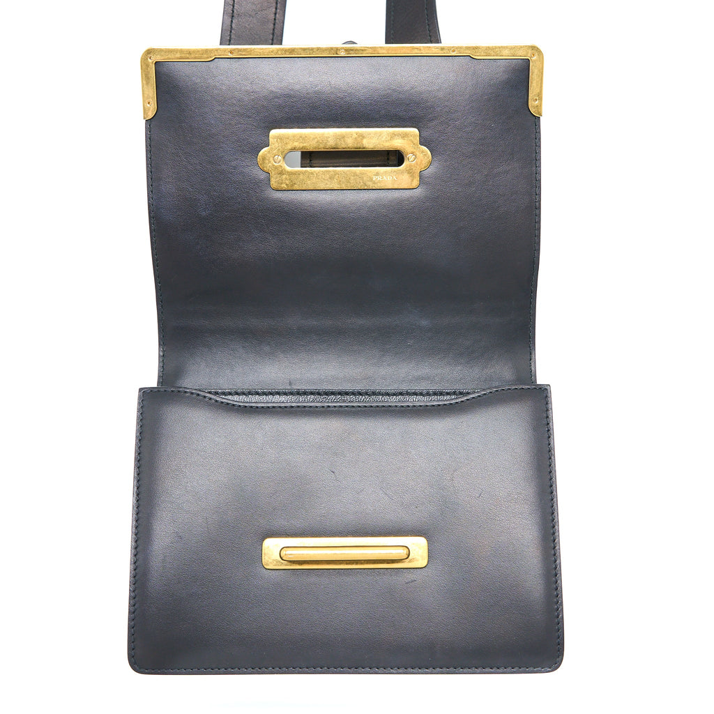 PRADA CAHIER CROSSBODY BAG LEATHER BLACK GHW