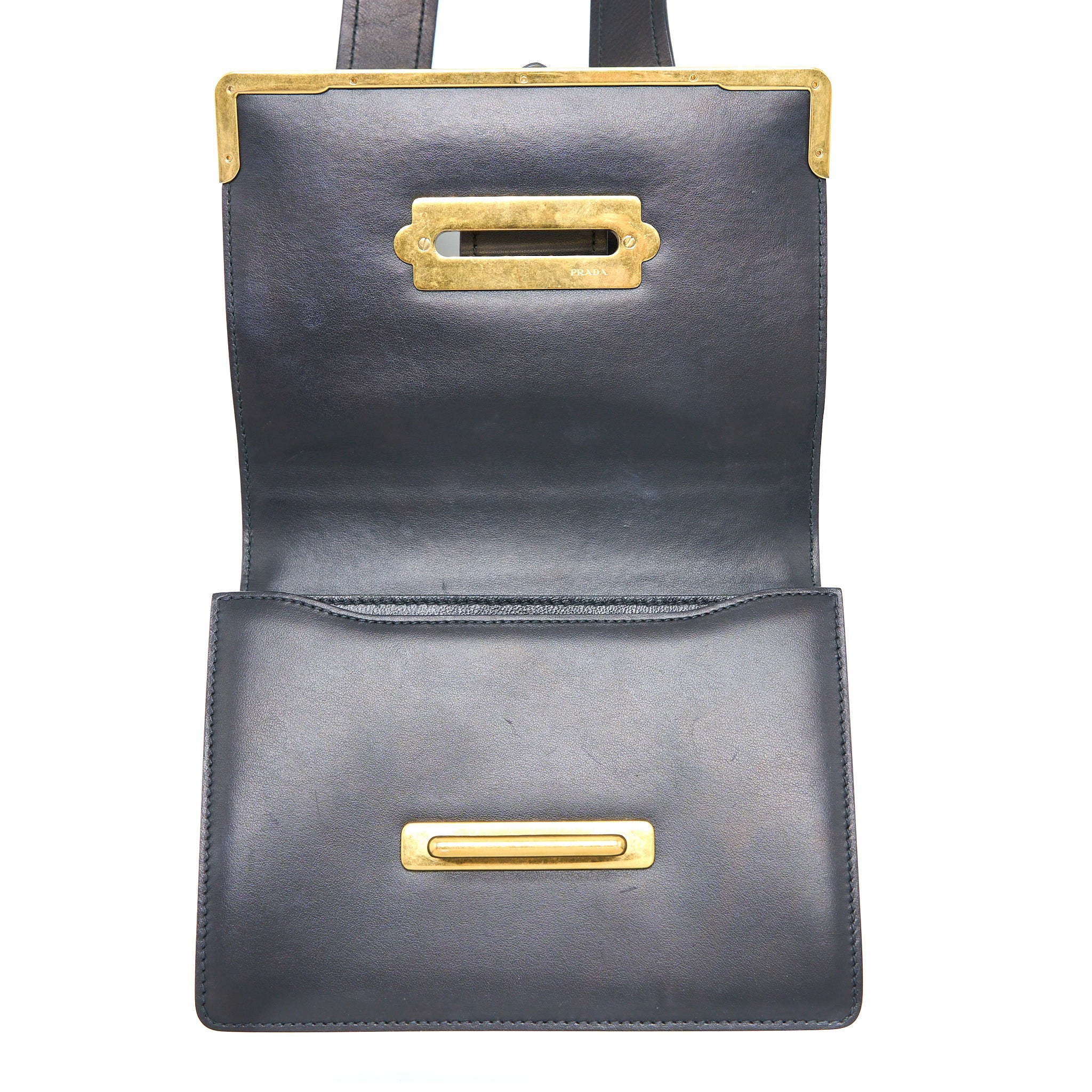 PRADA CAHIER CROSSBODY BAG LEATHER BLACK GHW