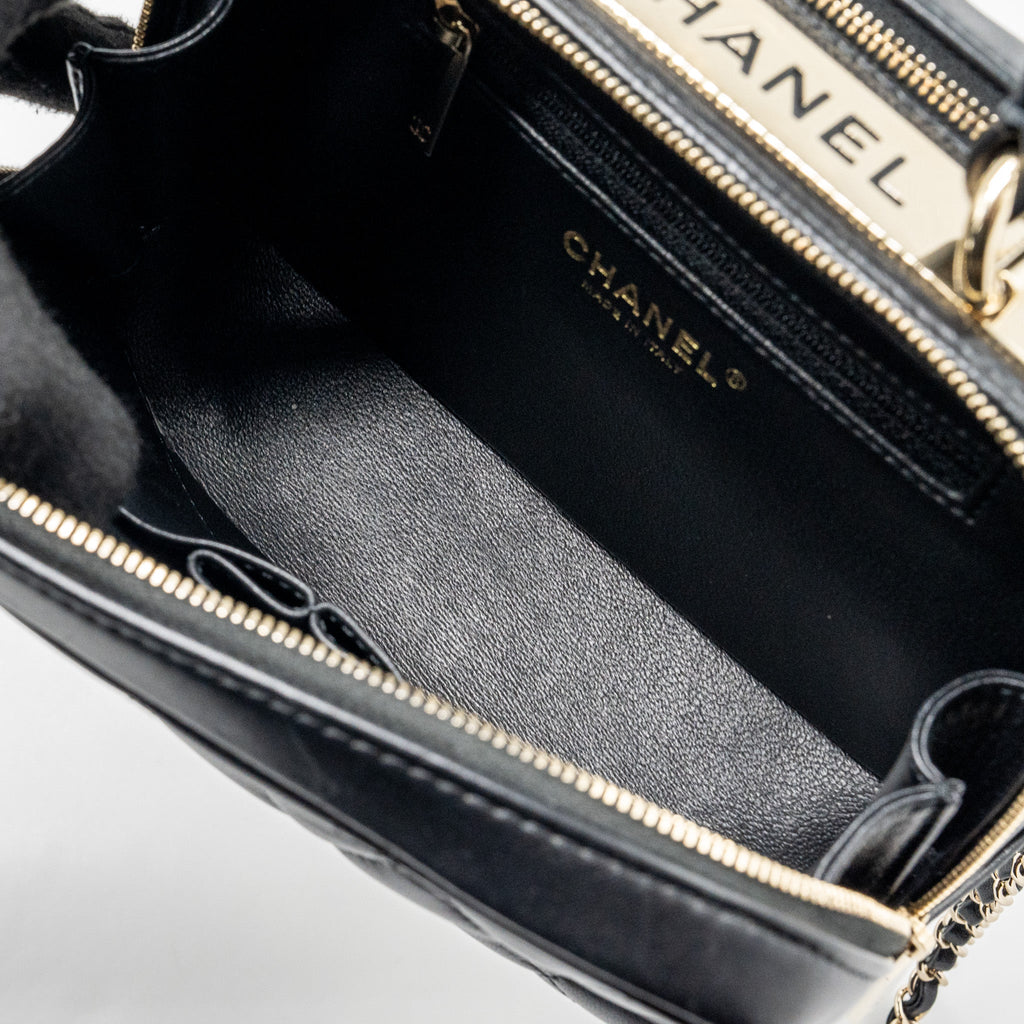 CHANEL TRENDY CC TOP HANDLE VANITY BAG LAMBSKIN BLACK GHW