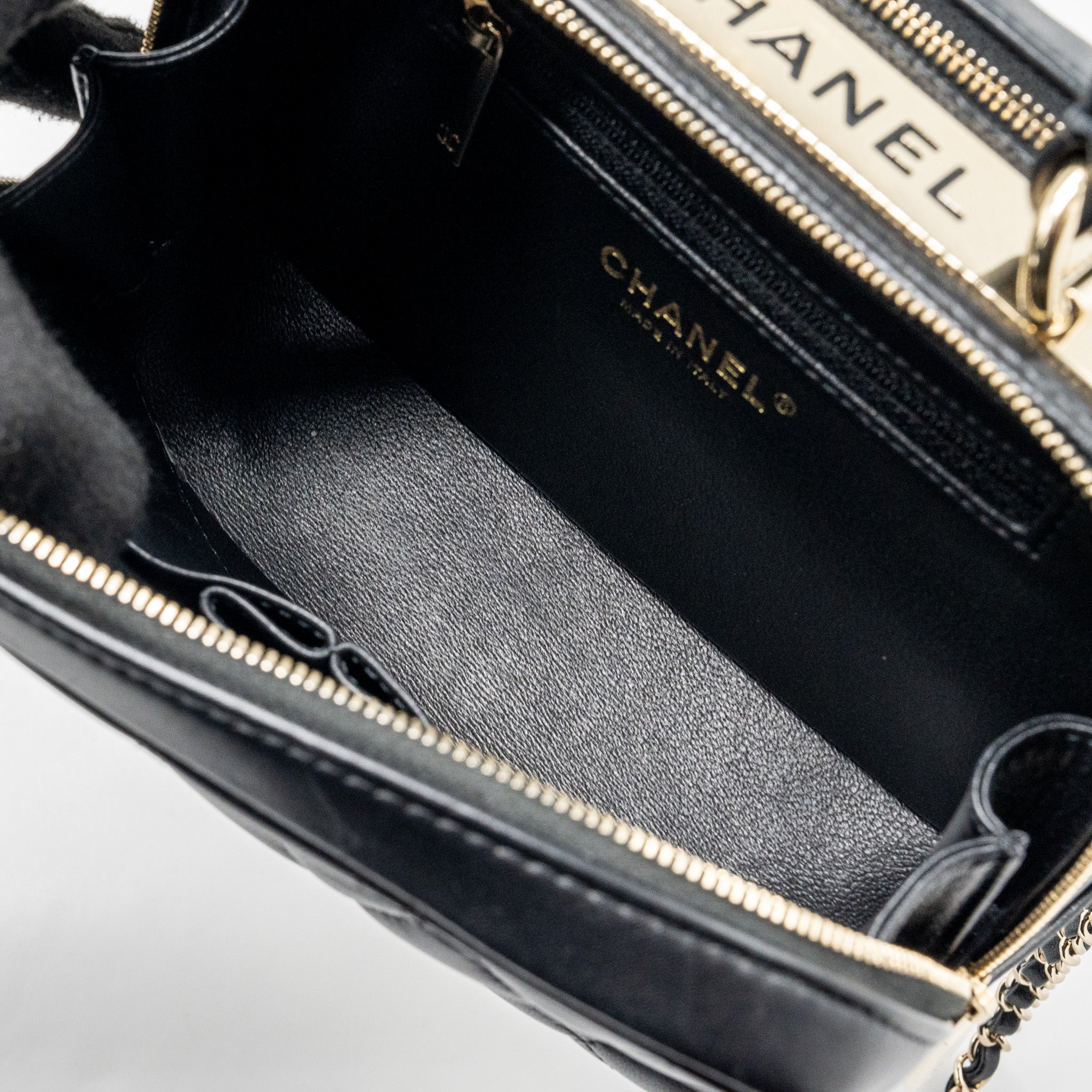 CHANEL TRENDY CC TOP HANDLE VANITY BAG LAMBSKIN BLACK GHW