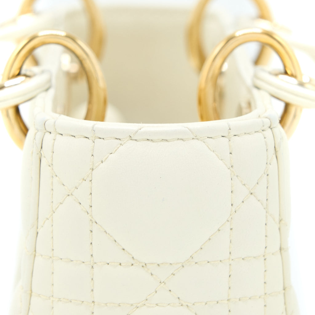 DIOR SMALL LADY DIOR MY ABCDIOR BAG LAMBSKIN WHITE LGHW