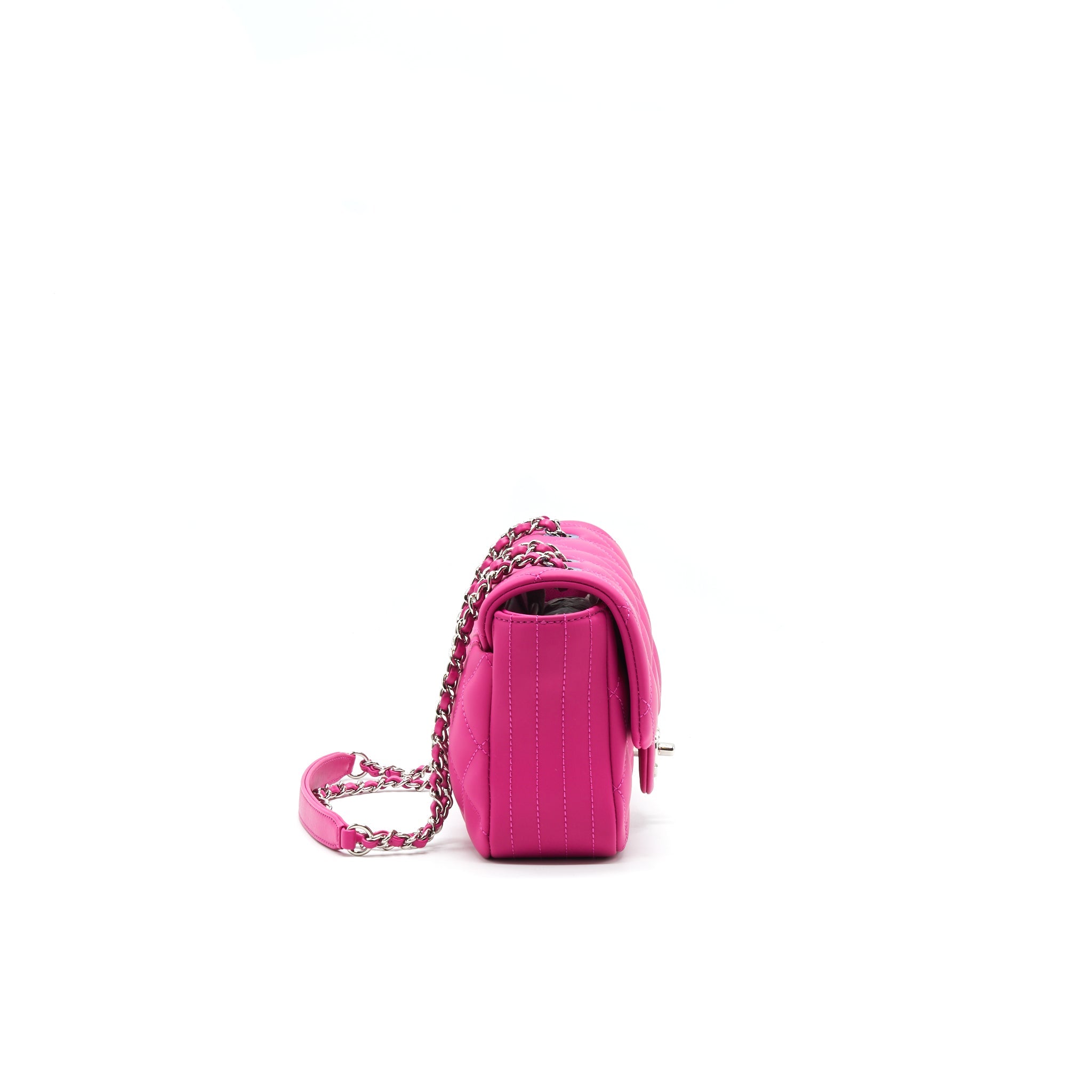 CHANEL RUBBER QUILTED LAMBSKIN FLAP BAG PINK SHW