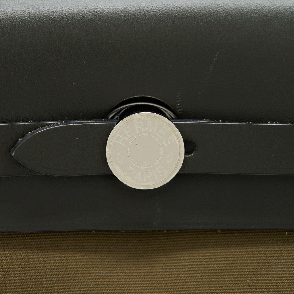 HERMES HERBAG 31 RETOURNE TOILE OFFICER VERT OLIVE/KHAKI SHW