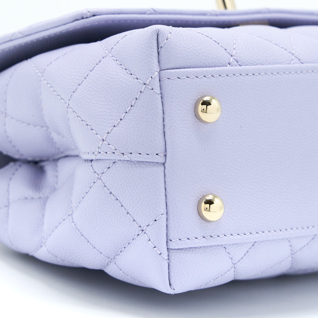 CHANEL SMALL COCO HANDLE CAVIAR LAVENDER PURPLE LGHW (MICROCHIP)