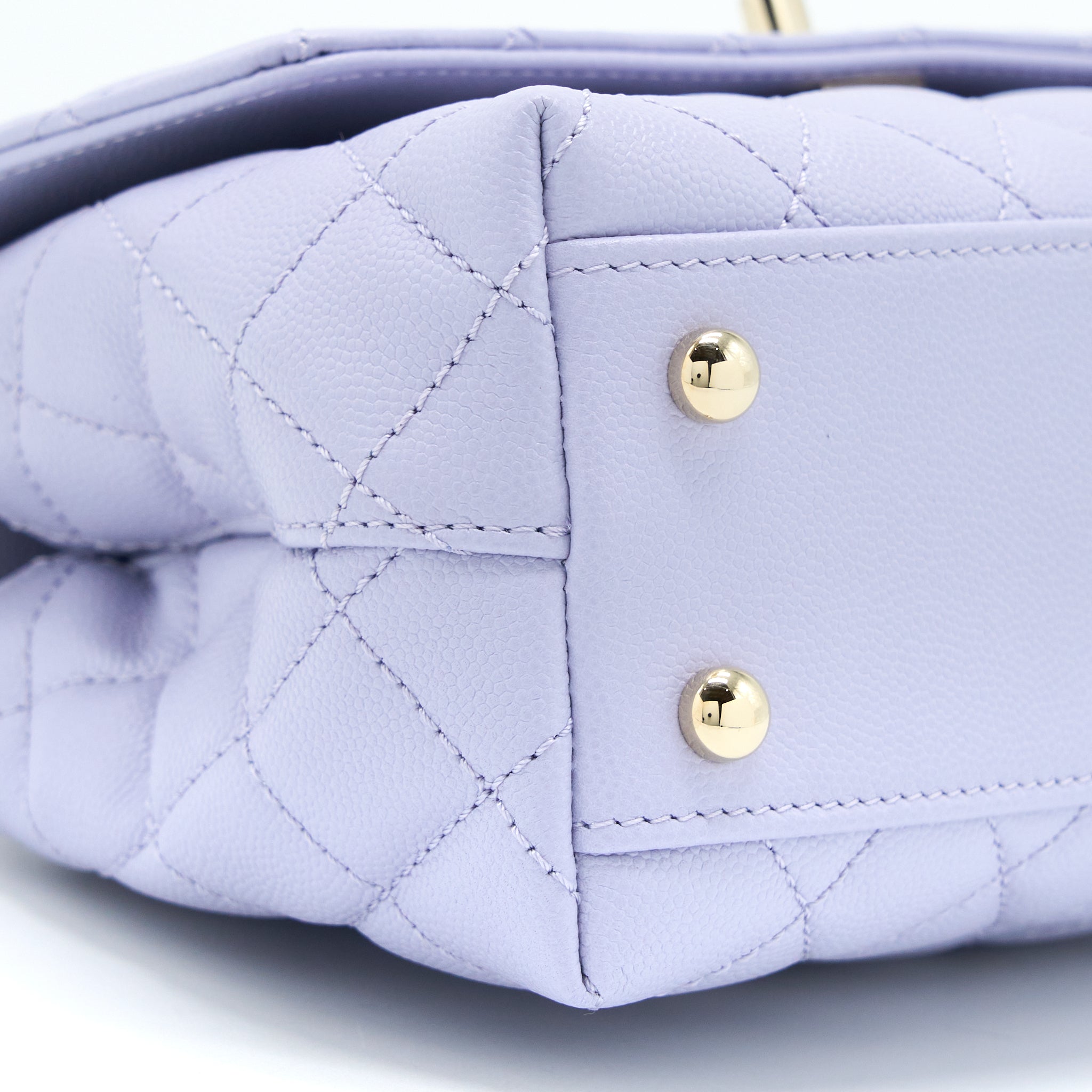CHANEL SMALL COCO HANDLE CAVIAR LAVENDER PURPLE LGHW (MICROCHIP)