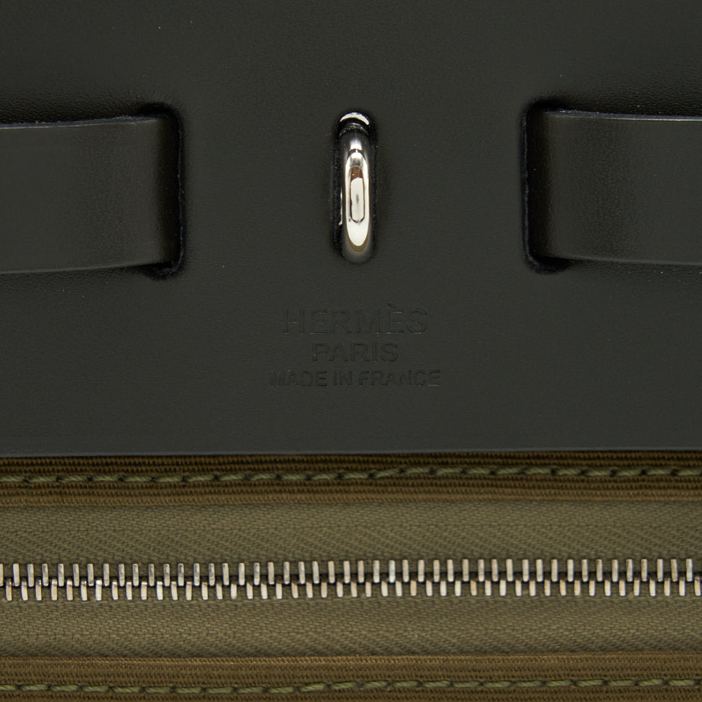 HERMES HERBAG 31 RETOURNE TOILE OFFICER VERT OLIVE/KHAKI SHW