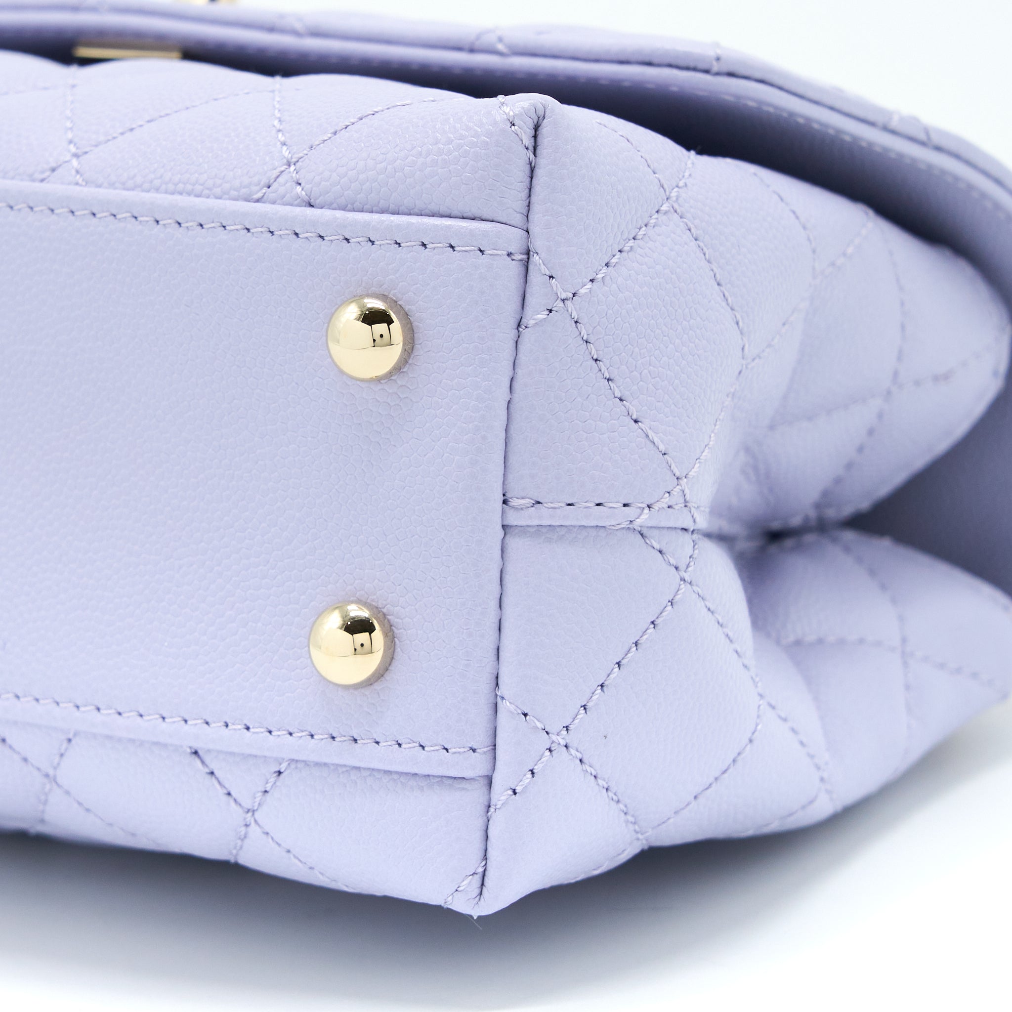CHANEL SMALL COCO HANDLE CAVIAR LAVENDER PURPLE LGHW (MICROCHIP)