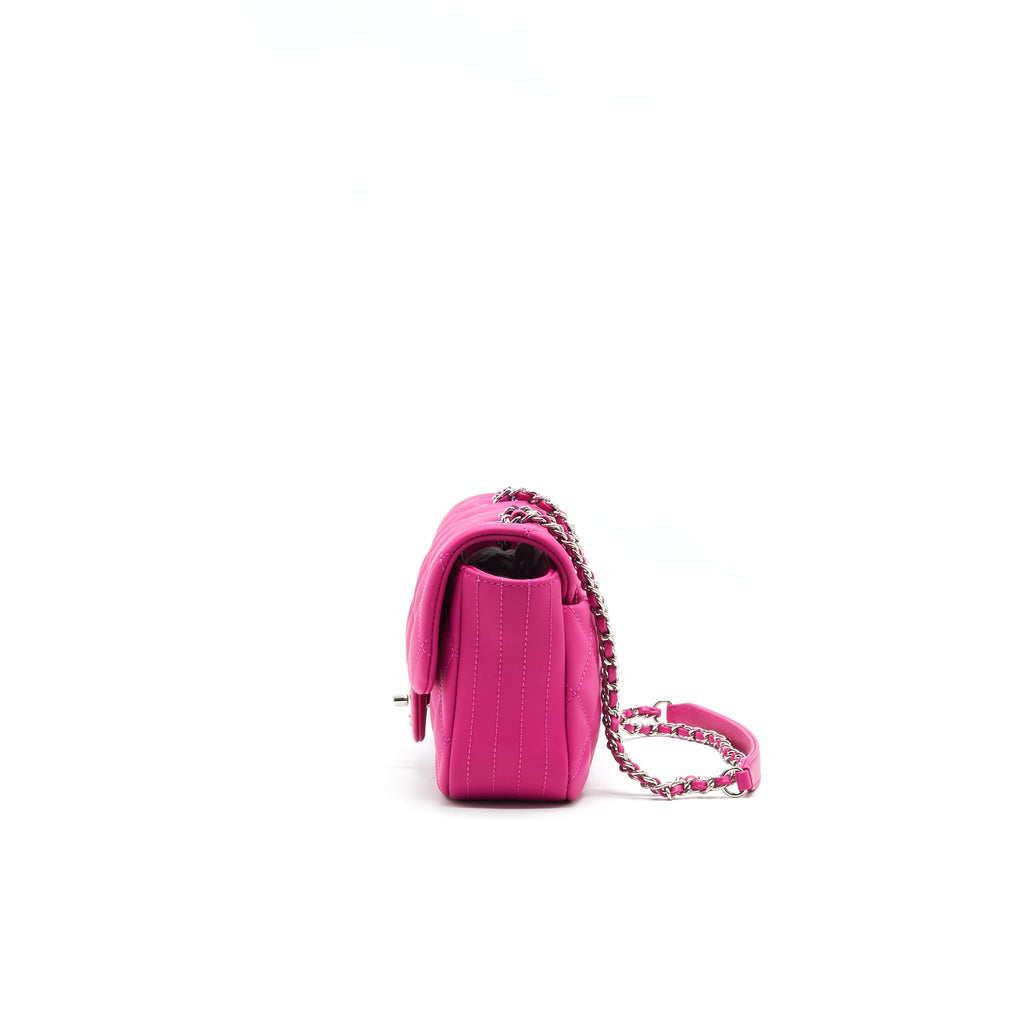 CHANEL RUBBER QUILTED LAMBSKIN FLAP BAG PINK SHW