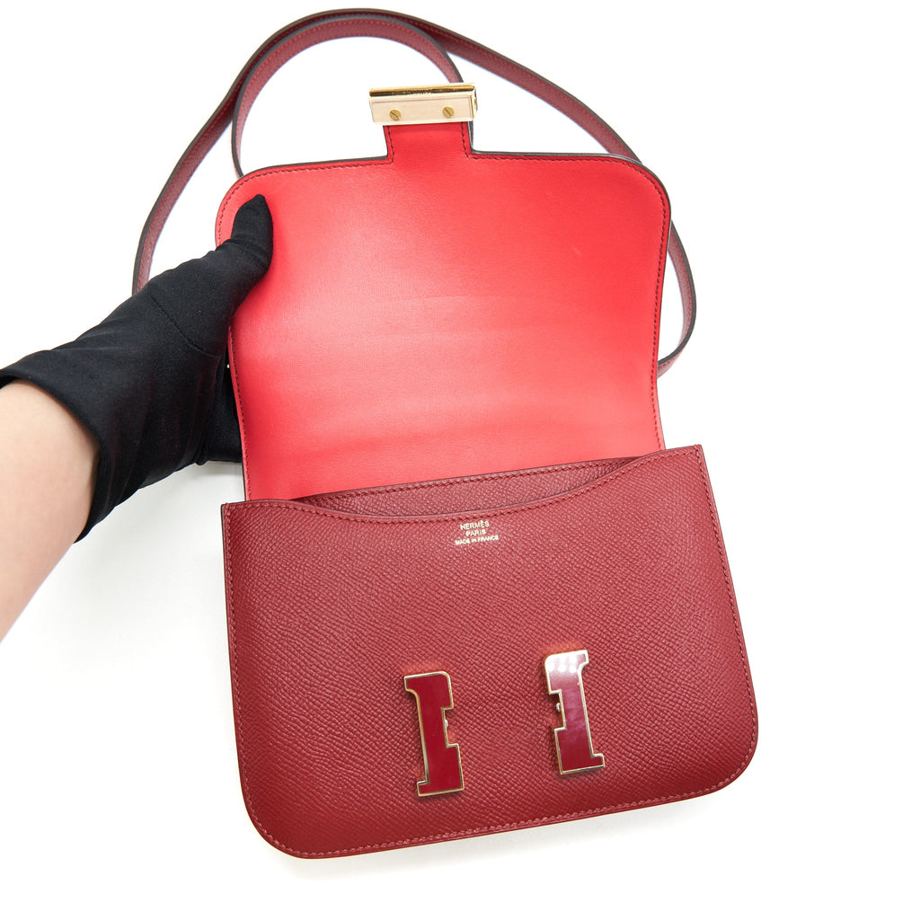 HERMES MINI CONSTANCE BAG ROUGE GRENADE EPSOM LEATHER