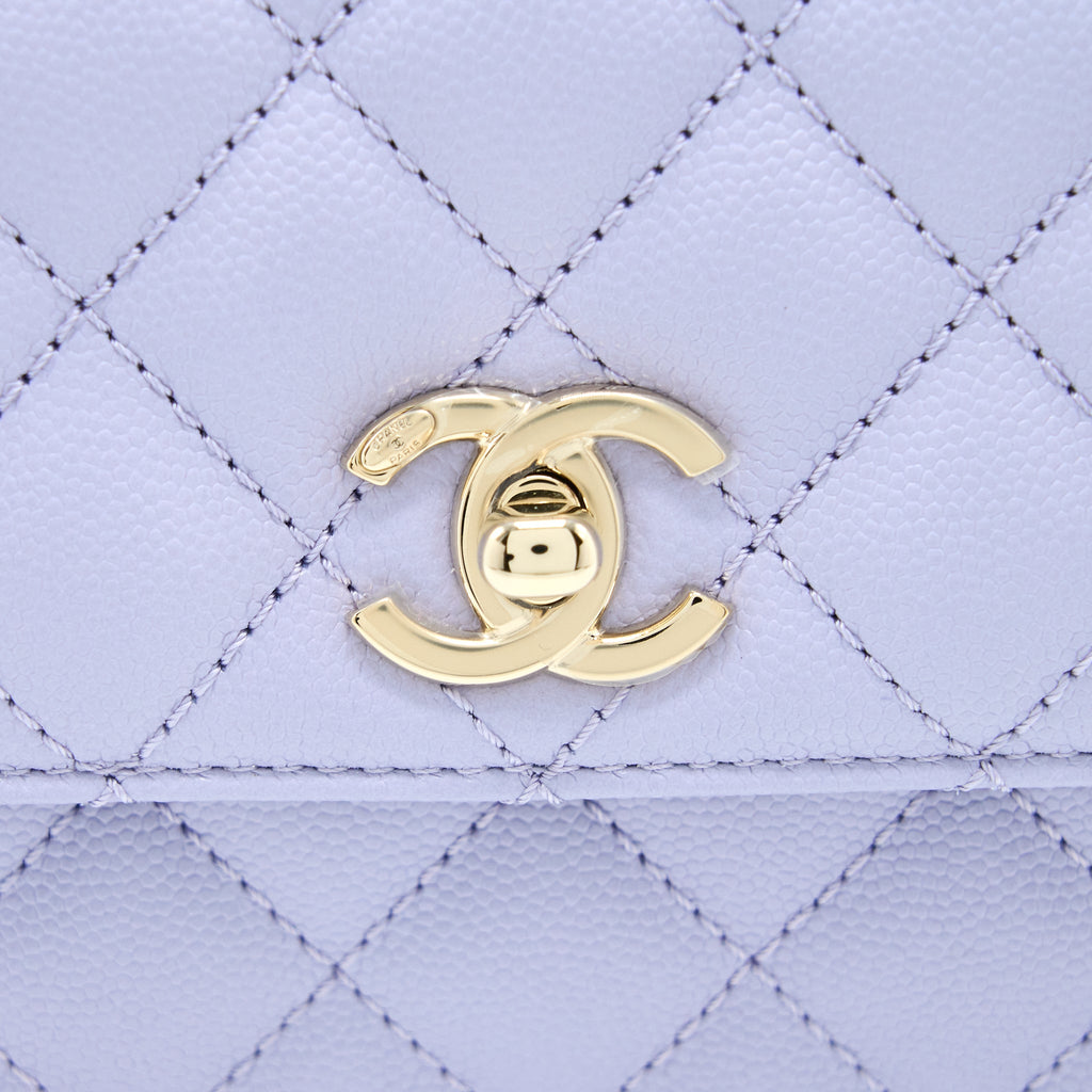 CHANEL SMALL COCO HANDLE CAVIAR LAVENDER PURPLE LGHW (MICROCHIP)
