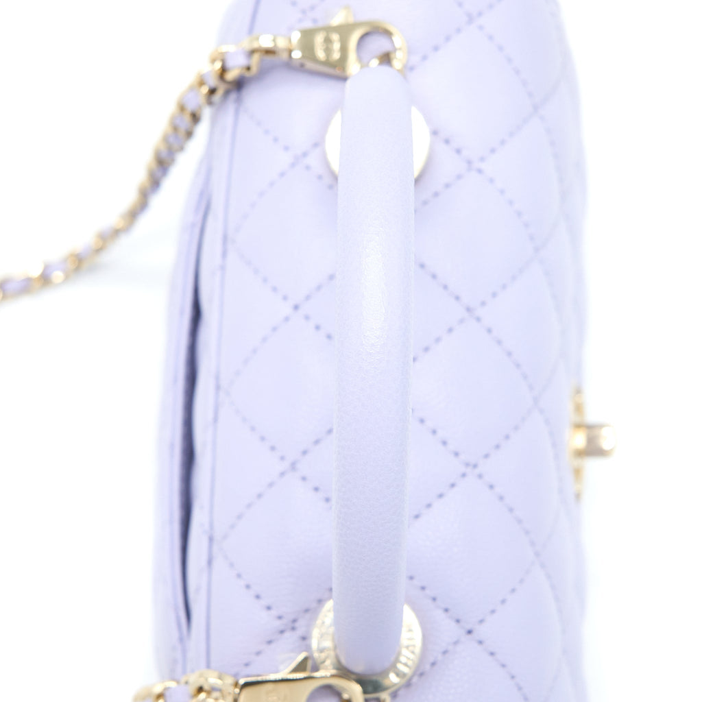 CHANEL SMALL COCO HANDLE CAVIAR LAVENDER PURPLE LGHW (MICROCHIP)