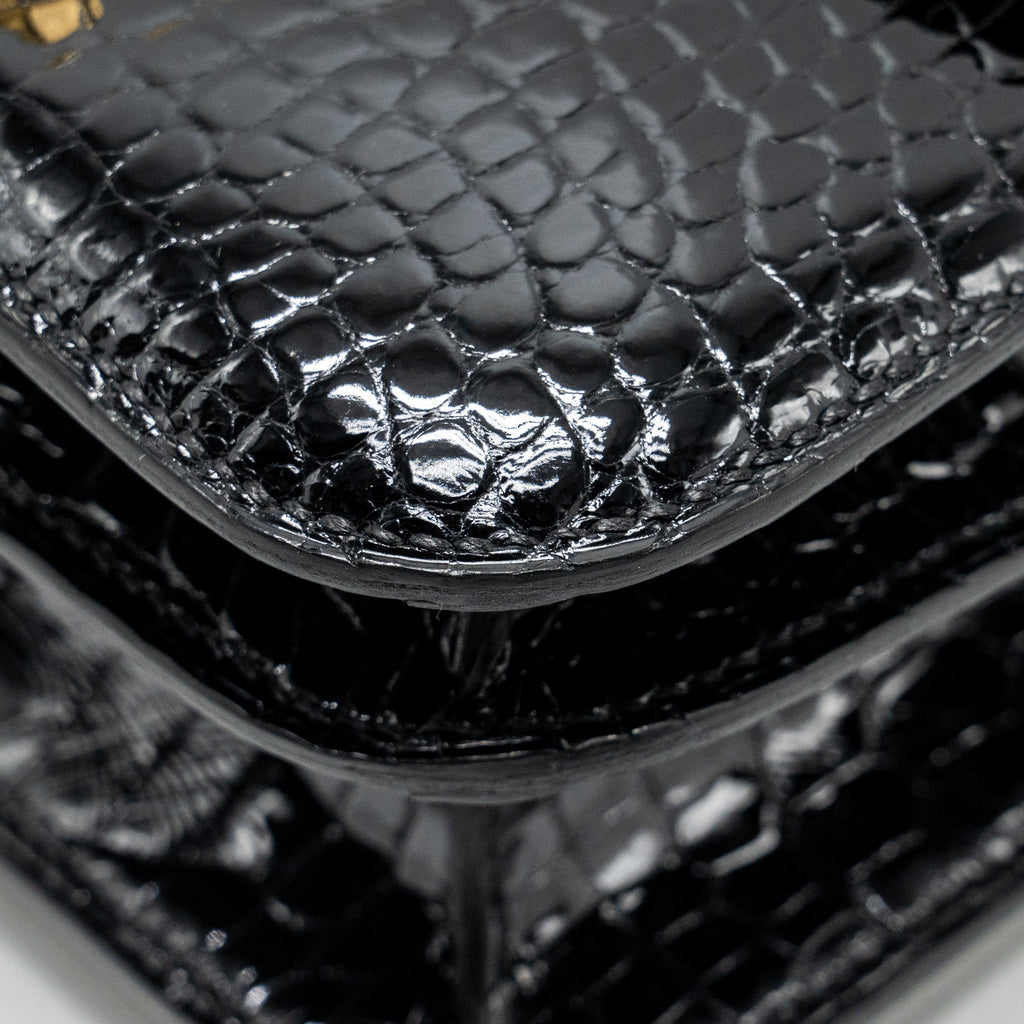 HERMES MINI CONSTANCE SHINY ALLIGATOR MISSISSIPPIENS BLACK GHW