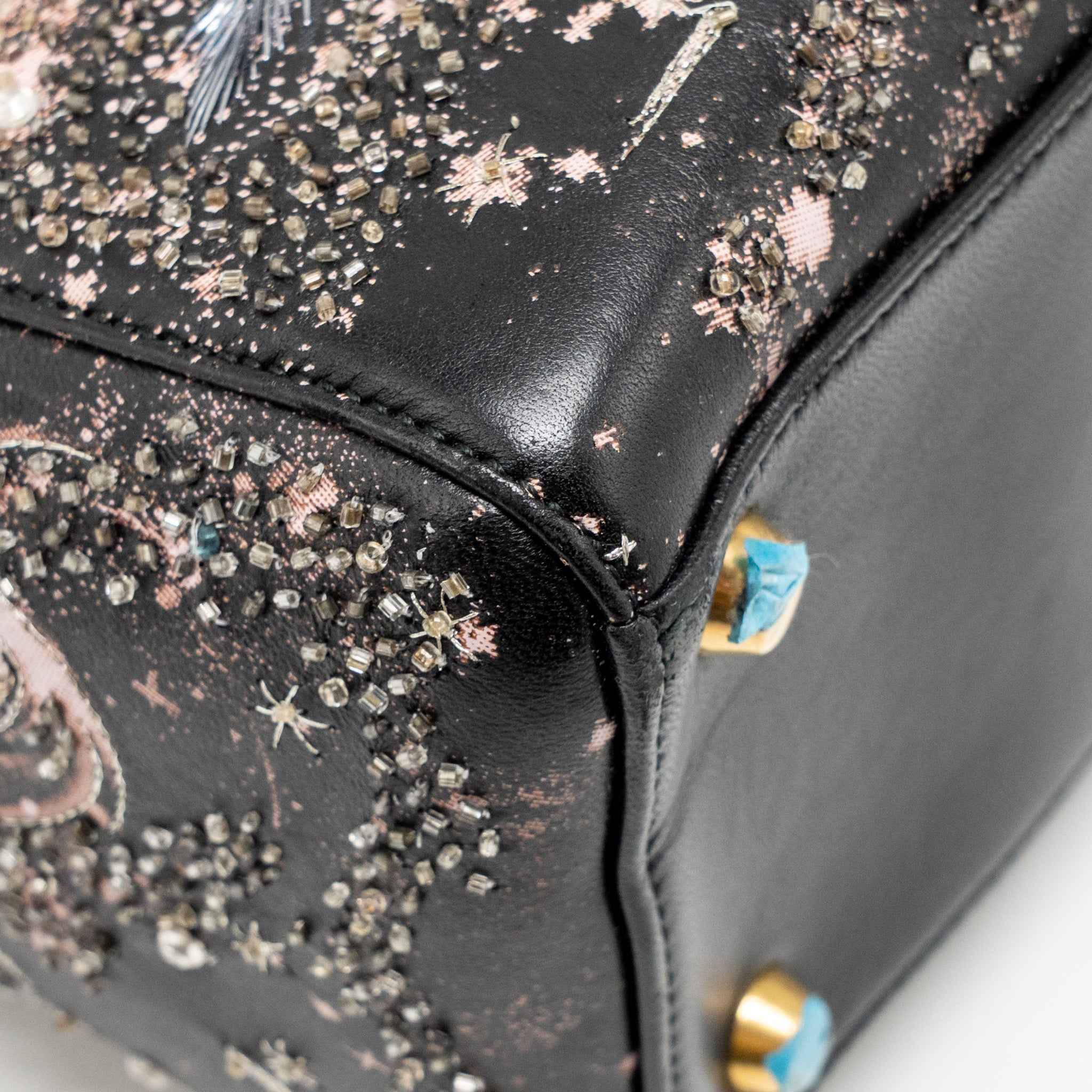 DIOR MEDIUM LADY DIOR I FEEL BLUE LIMITED EDITION EMBELLISHED LAMBSKIN MULTICOLOUR GHW