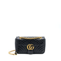 GUCCI GG MARMONT SMALL MATELASSE SHOULDER BAG BLACK GHW