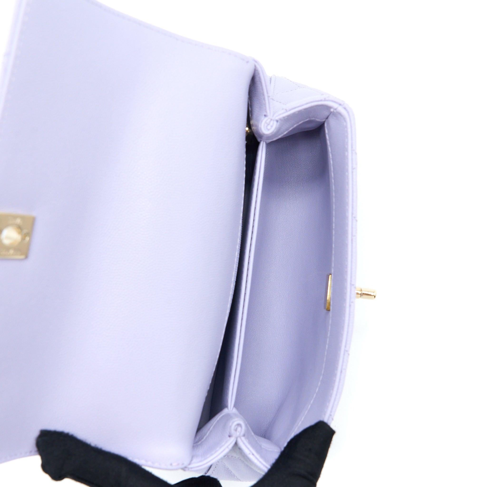 CHANEL SMALL COCO HANDLE CAVIAR LAVENDER PURPLE LGHW (MICROCHIP)