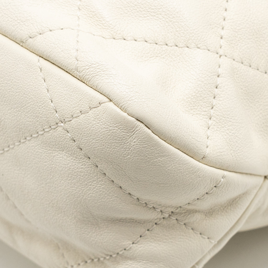 CHANEL CC DAILY HOBO BAG CALFSKIN WHITE GHW (MICROCHIP)