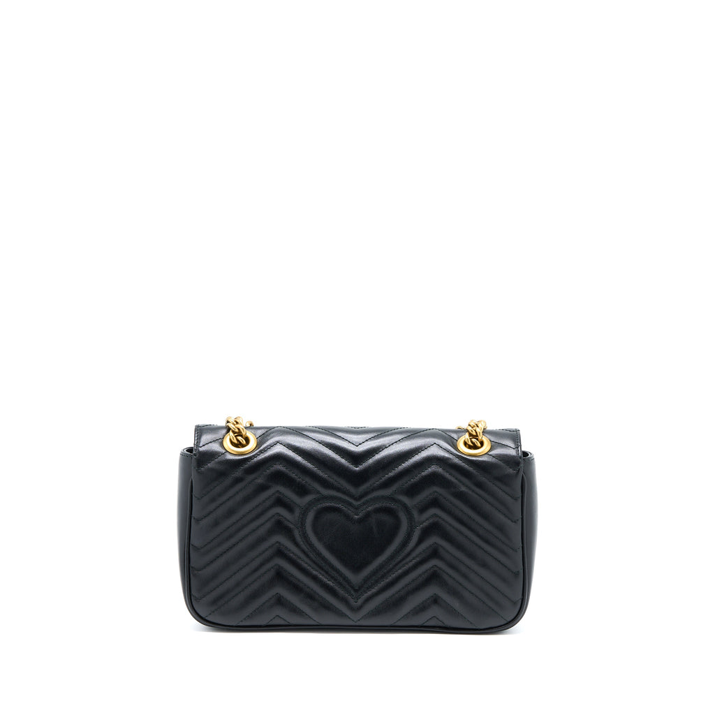 GUCCI GG MARMONT SMALL MATELASSE SHOULDER BAG BLACK GHW