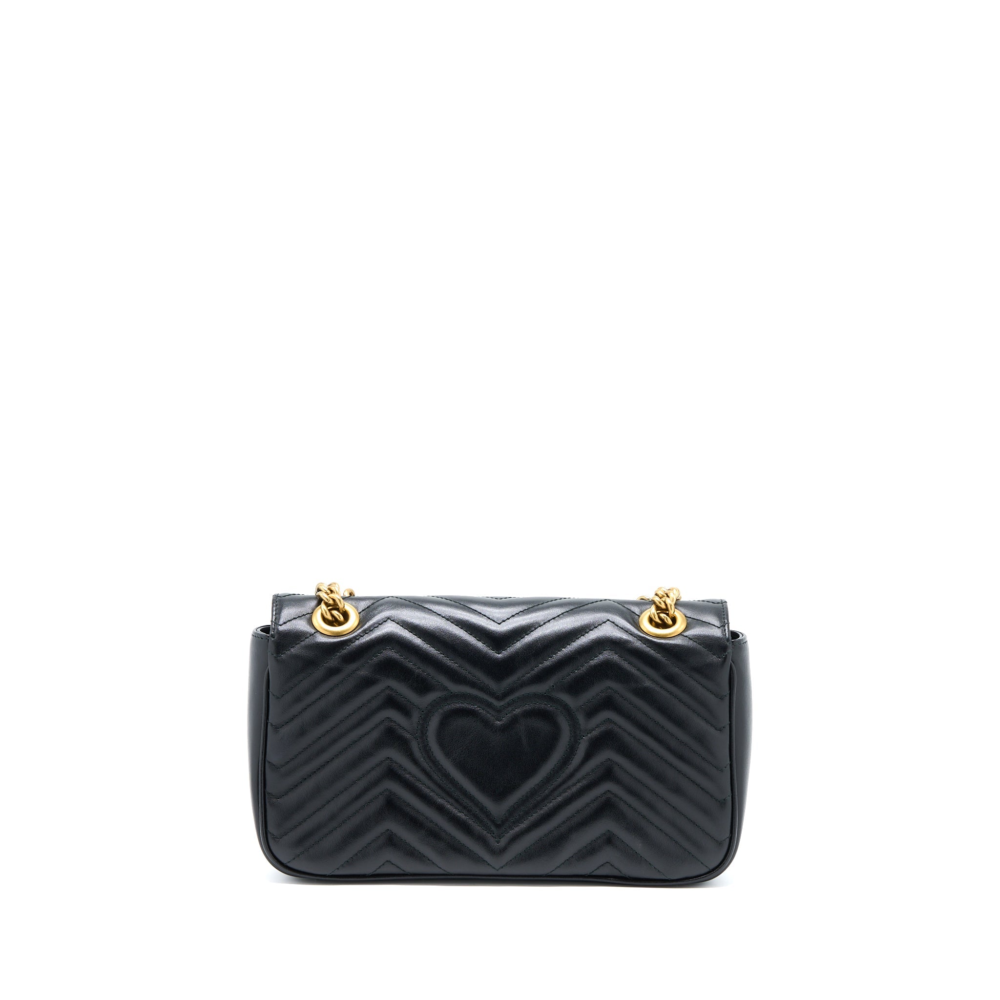GUCCI GG MARMONT SMALL MATELASSE SHOULDER BAG BLACK GHW