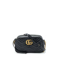 GUCCI GG MARMONT SMALL MATELASSE SHOULDER BAG CALFSKIN BLACK GHW