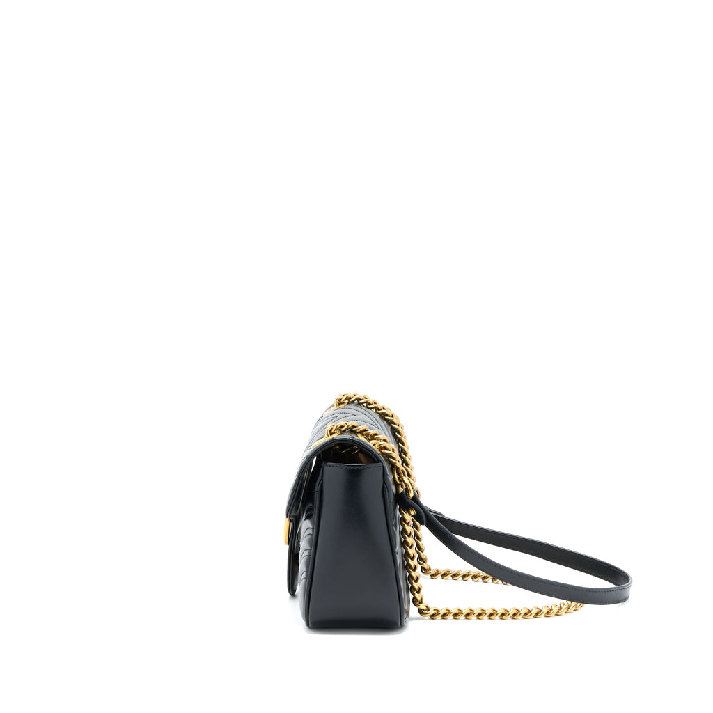 GUCCI GG MARMONT SMALL MATELASSE SHOULDER BAG BLACK GHW