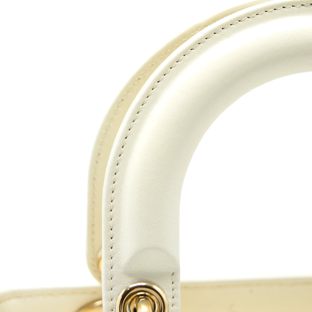 DIOR SMALL LADY DIOR MY ABCDIOR BAG LAMBSKIN WHITE LGHW