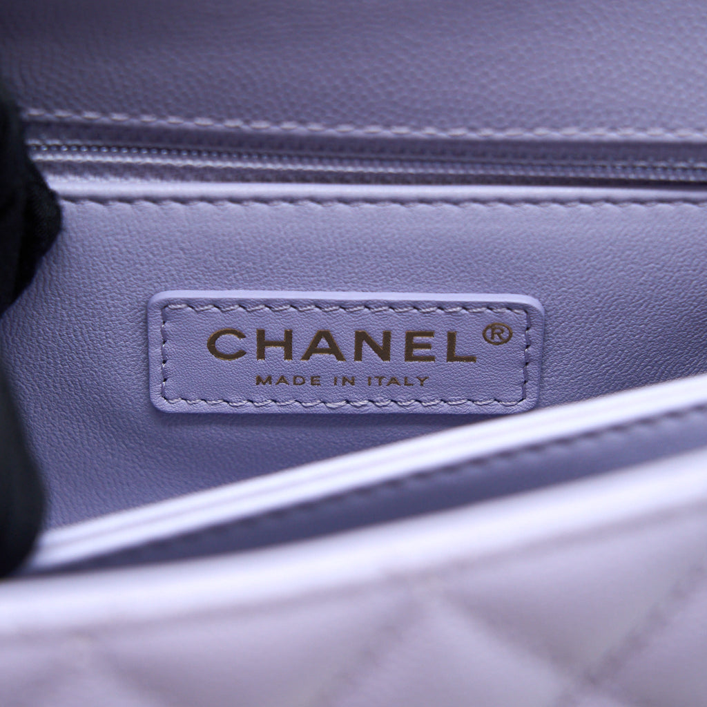 CHANEL SMALL COCO HANDLE CAVIAR LAVENDER PURPLE LGHW (MICROCHIP)