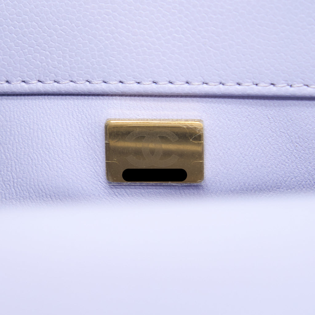 CHANEL SMALL COCO HANDLE CAVIAR LAVENDER PURPLE LGHW (MICROCHIP)