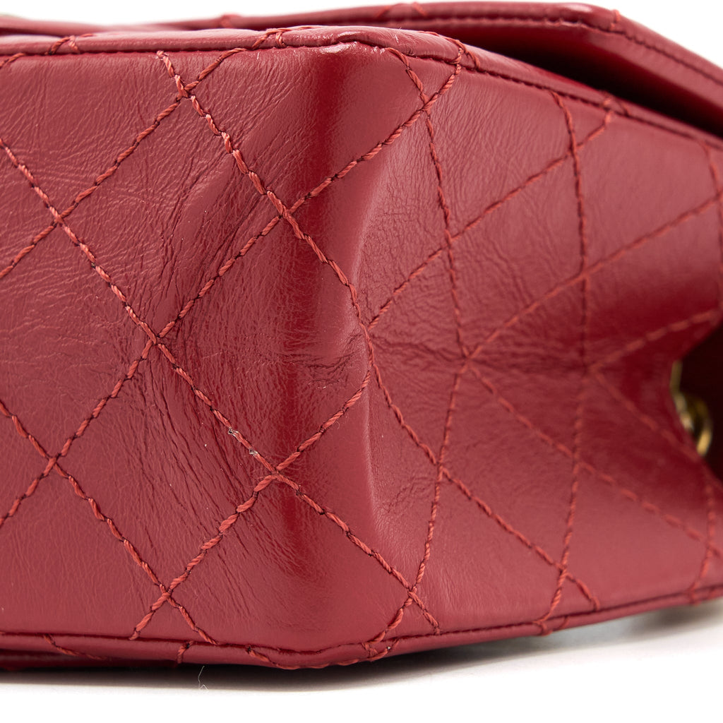CHANEL MINI 2.55 AGED CALFSKIN RED BRUSHED GHW