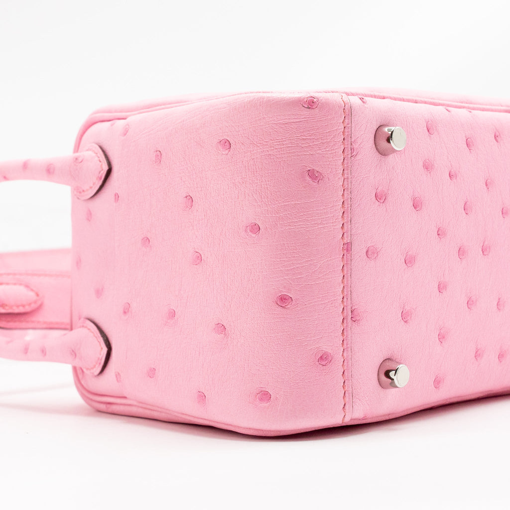 HERMES MINI LINDY OSTRICH ROSE BUBBLEGUM SHW