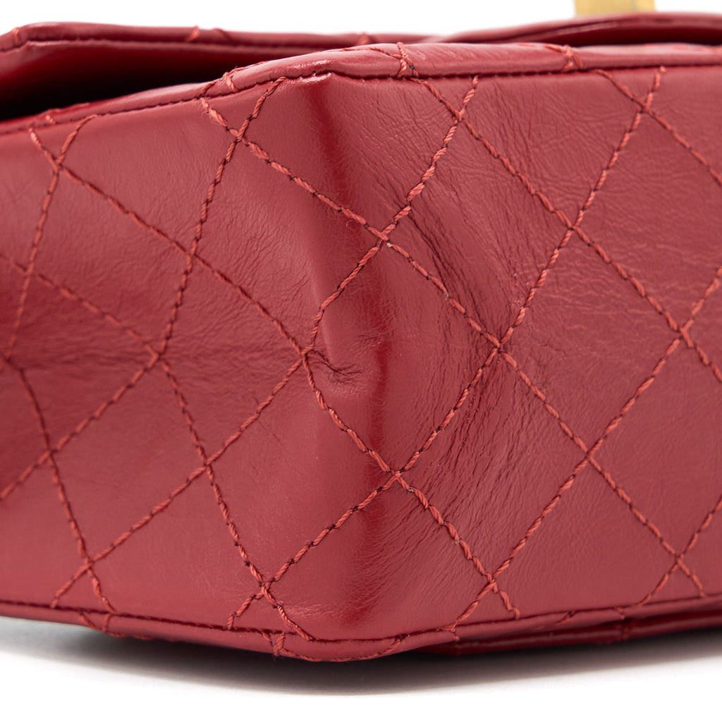 CHANEL MINI 2.55 AGED CALFSKIN RED BRUSHED GHW