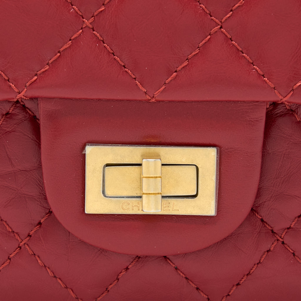 CHANEL MINI 2.55 AGED CALFSKIN RED BRUSHED GHW