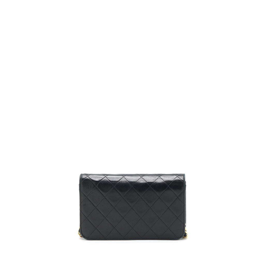 CHANEL VINTAGE QUILTED FLAP CHAIN WALLET BLACK GHW